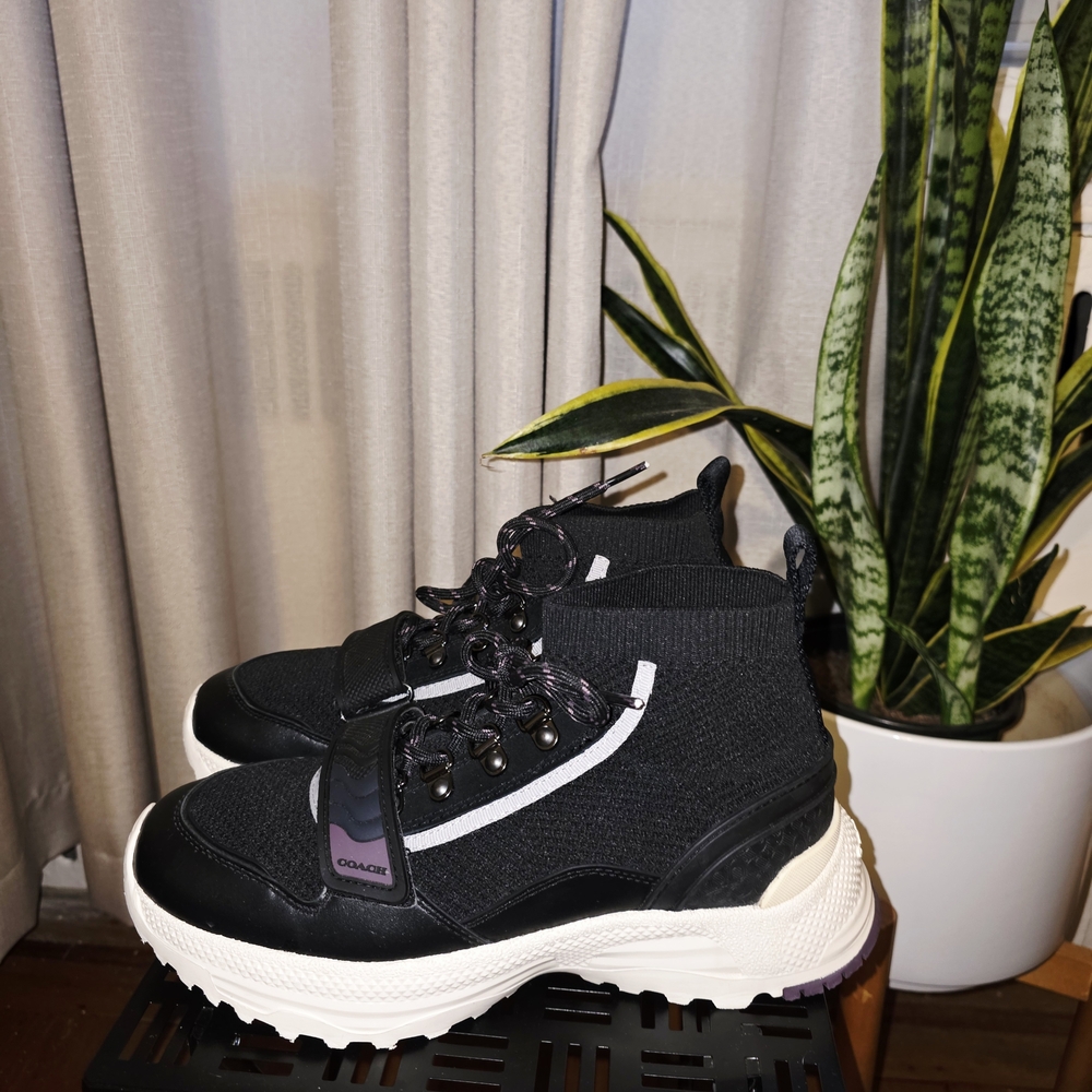Coach Black and White High-Top Sneakers